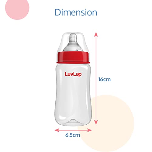 LuvLap Anti-Colic Wide Neck Natura Flo Baby Feeding Bottle, 250ml, New Born/Infants/Toddler Upto 3 Years, BPA Free