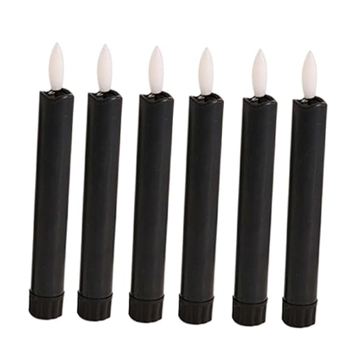 CALANDIS® 6X Led Pillar Candles Decor Flameless Candles for Holiday Halloween New Year Black | 6Pcs Led Pillar Candles