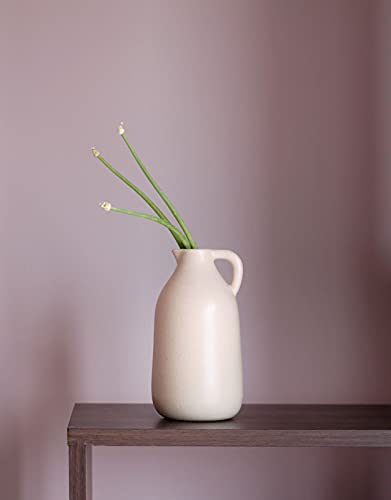 Craftribal White Ceramic Flower Vase | Milk Jug Vase, 6 inches | Flower Vase for Center Table (Matte Finish)