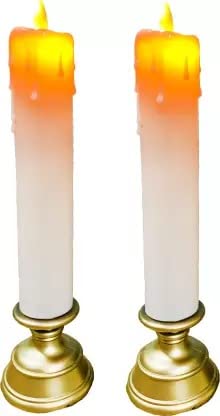 The Decor Affair LED Candle Pillars - 27cm Height, Crafted for Endless Hours of Ambient Lighting - Set of 2, Embracing The Beauty of Pure White and Vibrant Orange