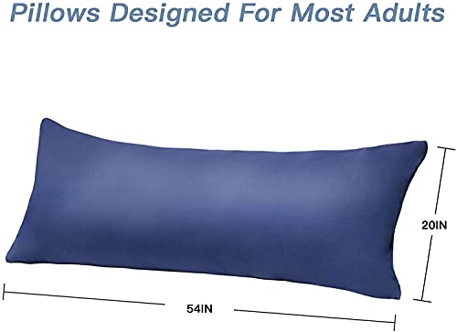 ATOOTFUSION Luxury Full Body Pillow Insert with Fiber Cover - Ultra Soft Body Pillow for Sleeping - Breathable Long Bed Pillow Insert, 20"x54" (Navy Blue)