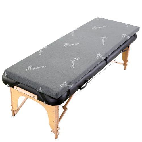 HOMBYS Memory Foam Massage Bed Mattress Topper with Cooling Rayon Derived from Bamboo Cover, Massage Table Mattress Topper with Elastic Bands, Non-Slip Lash Bed Cushion Only (Bed Not Included)