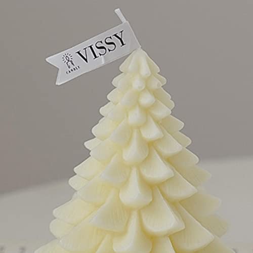 SAZ DEKOR Christmas Tree Wax Scented Candle Creative Curve Home Decor Prop Milky White