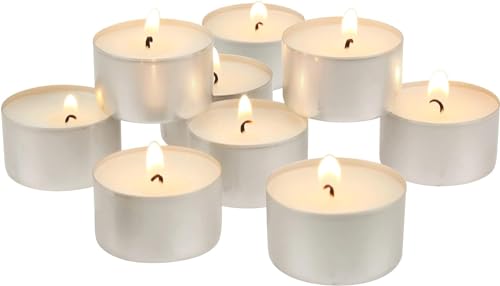 The Decor Affair Snowflake-Inspired Long-Lasting White Tea Candles, Perfect for Ambiance and Relaxation, Each Lasting 6-7 Hours (Pack of 300)