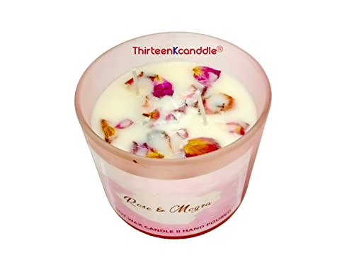 ThirteenKcanddle Rose Mogra Scented Aromatherapy Candles Naturals Soy Wax Gift Set for Festival Wedding Yoga Set of 1