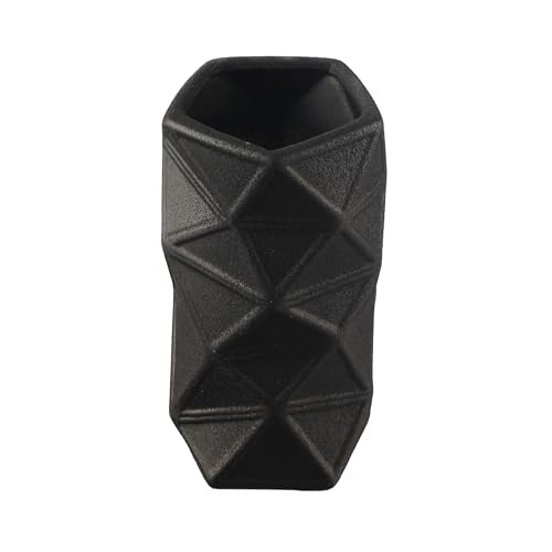 TIED RIBBONS Geometric Ceramic Flower Vase (Black, 20 cm x 8 cm) for Home Decor Flowers Plants Living Room Dining Table Office Decoration Items