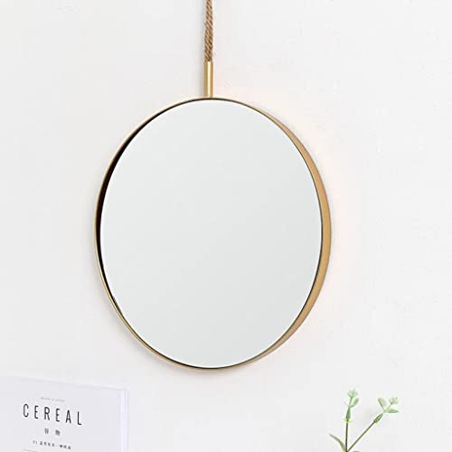 ATORSE® Wall Hanging Framed Mirror for Home Bathroom Round/Rhombus Round_L_Golden