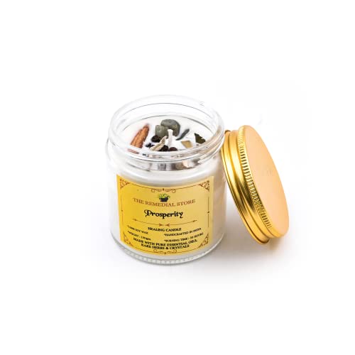 The Remedial Store Healing Ritual Money Candle | Luxury Fragrance | Therapy Candle | Glass Candle | Jar Candle | Soy Wax Candle | Smokeless Wax Candle | 30 Hours Burning Time (Prosperity)