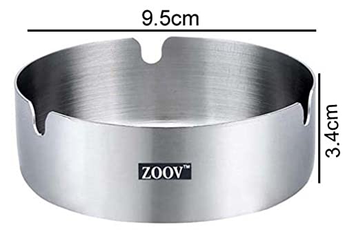 ZOOV Stainless Steel Round Ash Tray Suitable for Cigarette Ash Holder for Home,Hotel,Restaurant,Indoor,Outdoor Pack of 1pcs