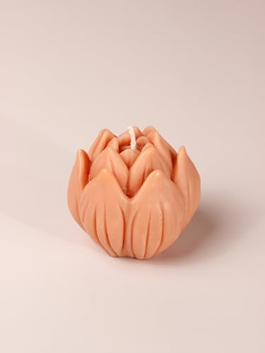 The Orby House Set of Two Floral Glow Candles - Lotus(Peach), Floral Shaped Scented Candle Unique Design, Perfect for Festival and Gifting, (Spring Fling)