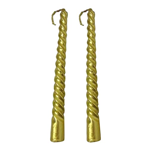 ATORSE® 2Pcs Twisted Spiral Christmas Taper Wax Candle Candlelight Dinner Decor Gold