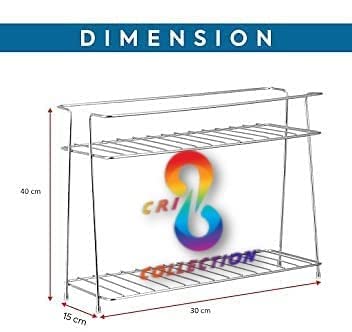 CR18 COLLECTION Stainless Steel Kitchen Rack, Organizer and Space Saver, Counter top Stainless Steel Kitchen Stand 2-Tier Trolley Basket for Boxes Utensils Dishes Plates for Home, Tiered Shelf