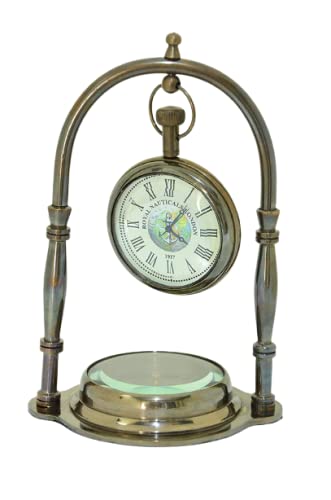 Royal Nautical London Antique Marine Table Clock with Compass Home and Office Decore Showpiece