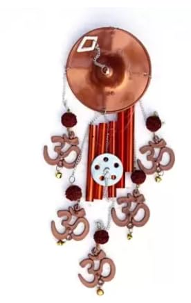 SDT Feng Shui Om Rudraksha Wind Chime Bamboo for Outdoor (40 x 10 cm, Brown) (Pack of 1)