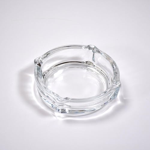 UNIVERSON Glass Crystal Cigarette Round Ashtray, Transparent | Lead-free Glass | Environmentally Friendly | Pack of 1