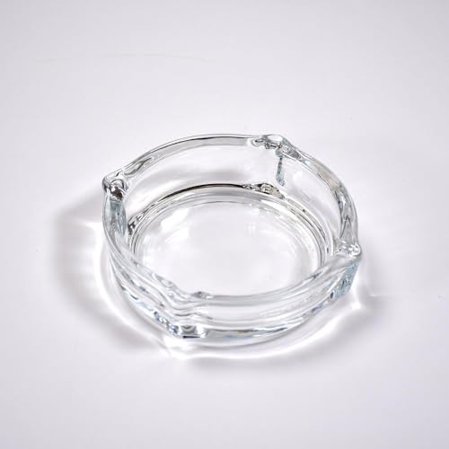 TOMUDY Glass Crystal Cigarette Round Ashtray, Transparent | Lead-free Glass | Environmentally Friendly | Pack of 1