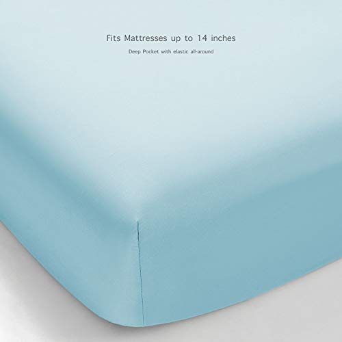 BASIC CHOICE 6 Piece Sheet Set - Luxury Soft 2000 Series Wrinkle & Fade Resistant Bed Sheets - King, Light Blue