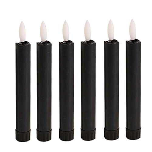 SAZ DEKOR 6X LED Pillar Candles Decor Flameless Candles for Holiday Halloween New Year Black