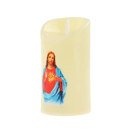 ATORSE® Electronic Candle Flameless Pillar Light Decoration Sacred Man with Heart