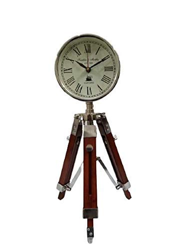 C H Antique Table Clock with Adjustable Tripod Stand Heavy Quality Table & Floor Standing Roman Clock 18 Inch