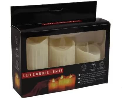 The Decor Affair Tranquil Harmony LED Candle Trio: Smokeless, Dripless, Eco-Friendly, Home Decor Lights, Pack of 3, White