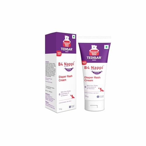 B4 Nappi Cream TEDIBAR B4 Nappi Diaper Rash Cream for Babies 75g | Forms protective layer from faecal irritation | Soothes and moiturises baby's Nappy Area | Clinically Recommended - By Torrent Pharma