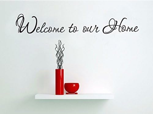 GADGETS WRAP Welcome to Our Home Wall Black Lettering Stickers Quotes and Sayings Home Art Décor Decal for Door Entrance Living Room 34 inches x 6 inches