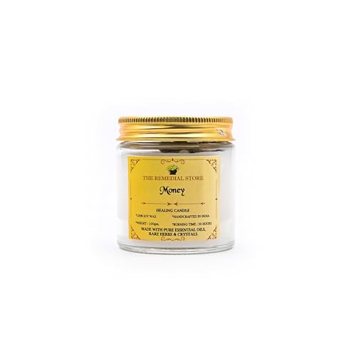 The Remedial Store Healing Ritual Money Candle | Luxury Fragrance | Therapy Candle | Glass Candle | Jar Candle | Soy Wax Candle | Smokeless Wax Candle | 30 Hours Burning Time (Money)