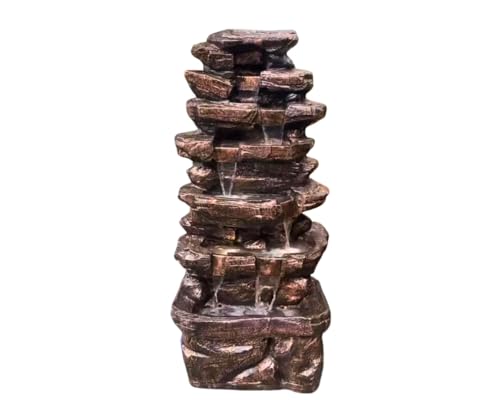 SEPBORN Rock Fountain Water with LED Lights Water Pump Feature, 125cm Height, Fiber, Copper