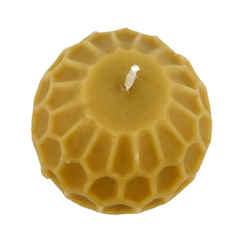 ANP BEE® 100% Pure Natural Hand Made Bees Wax Round Honey Comb Candles I Smokeless I Non Toxic & Tall Candles for Home Decor with 18 Hours Burn Time I 3.5 X 3.2 Inch Golden Yellow (Pack of 3)