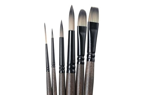 Brustro AquaStrokes Artist Brushes for Watercolour, Gouache, Acrylics and Oil Brush Set of 6