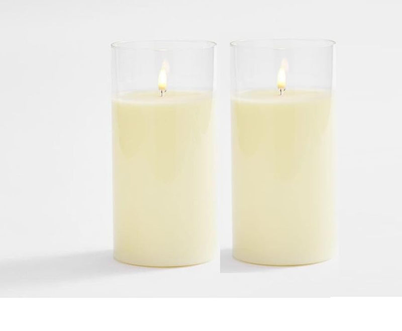 COSKIRA 2pcs Flickering Flameless Candle, Pillar Battery Candle, Moving Flame Unbreakable Clear Glass, Flameless LED, Home, Indoor, Outdoor, Balcony, Wedding Table, Decoration -Clear