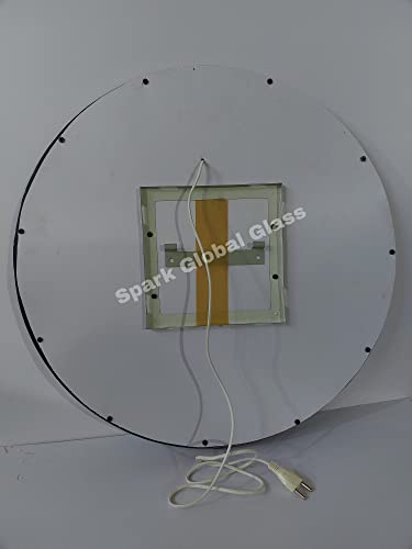 Spark Glass Round LED Sensor Mirror. (LedColour: White, Warm White, & Mix Light) - (Size:18x18 Inch)