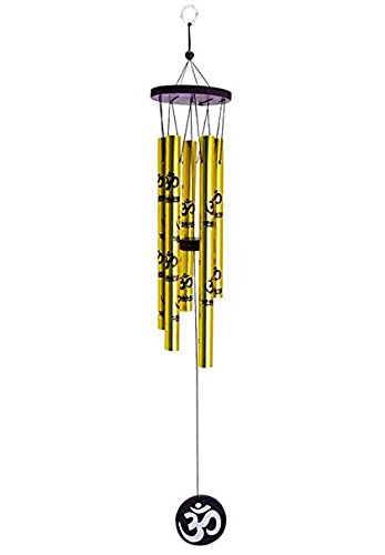 Arina Creations Wind Chimes with Om Printed on Five Golden Pipes