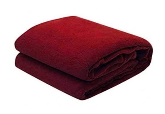 Wavva Plain Polar LightWeight Fleece 1 Single Bed Blankets (Pack of 1) Made up with Super Soft Material (Floral Red, Reversible)