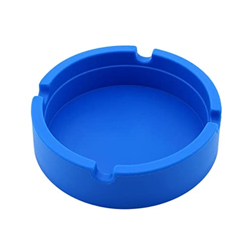 Round Silicone Ashtray Smoking Cigar Holder for Tabletop Office Blue