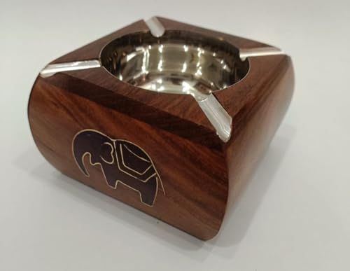 U.S Enterprises Handcraft Ashtray with One Drawer for Cigarette, Ashtray for Cigarette |Gift Items|Natural wood ashtray|Wooden smoking tray|Classic wooden ashtray
