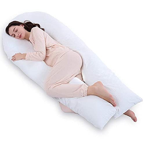 WildMint Women's U Shape Ultra Soft Full Body/Maternity/Pragnancy Pillow with Zippered Cover (White)