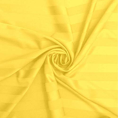 AVI Set of 12 Classic 300 TC Sateen Stripe 108% Cotton King Size Bed Sheet with 24 Pillow Cover- Golden (108"x108" Inch)