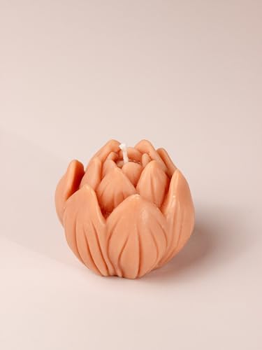 The Orby House Set of Two Floral Glow Candles - Lotus(Peach), Floral Shaped Scented Candle Unique Design, Perfect for Festival and Gifting, (Spring Fling)