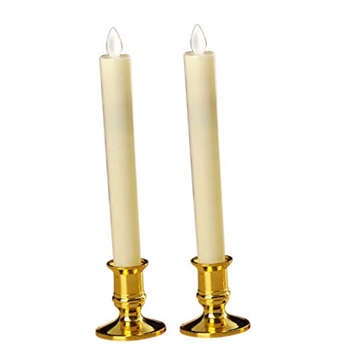 CALANDIS 2pcs Warm LED Candle Romantic Swing Flame Real Candles Home Wedding Gold A