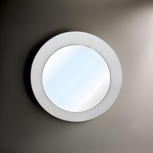 DONATO WALL MOUNTED LYCRA MIRROR ROUND with 4MM THICHNSS | SUITABLEOR LIVING ROOM, WASH BASIN, VANITY/BEVELLED MIRROR with LYCRA FRAME (24"x24" INCHES/COLOUR-WHITE) (DGM-21)