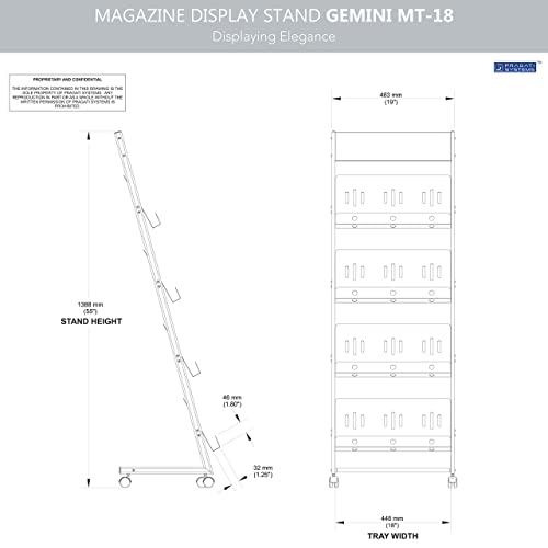 Pragati Systems Prime Quality Crca Steel Display Floor Standing Or Tabletop Stand (4 Shelf, 18 Inch, Grey, Mt-18), Tiered Shelf