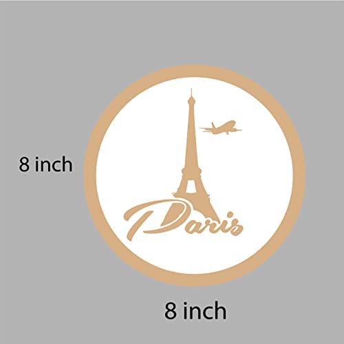 DOTME Eiffel Tower Wooden With Vinyl Sticker Decorative Design Wall Décor For Home Kids Bedroom Living Room Hall DIY Art 8 INCH (White)