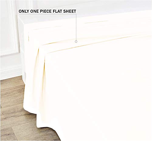 Trend Bedding Mart 1PC Solid Flat Sheet Smooth Touch Hotel Quality 100% Egyptian Cotton Perfectly Fit for Oversize and Extra Height King Bed 108 Inch x 112 Inch Ivory Solid 600 Thread Count