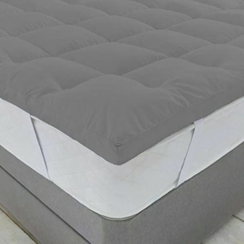 Linenovation 1000GSM Hollow Fibre Mattress Padding/Topper Grey forCalifornia King Size Bed-78 Inch X 84 Inch