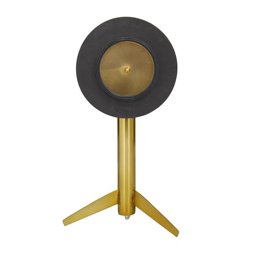 Deco 79 Stainless Steel Clock with Gold Stand, 6" x 6" x 11", Black