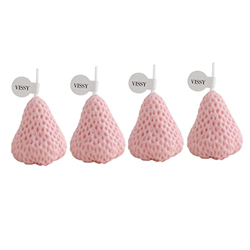 ATORSE® Strawberry Candle Scented Candle Home Living Room Party Decor Photo Props Pink S 4Pcs