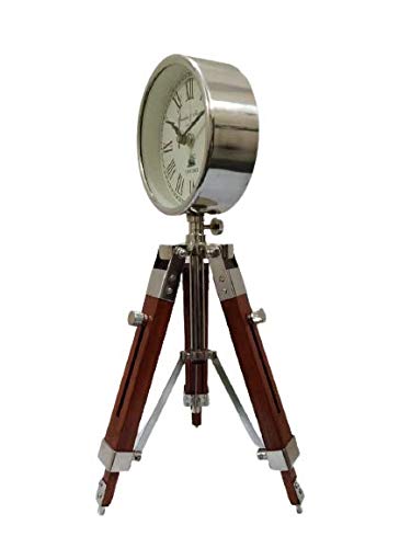 C H Antique Table Clock with Adjustable Tripod Stand Heavy Quality Table & Floor Standing Roman Clock 18 Inch