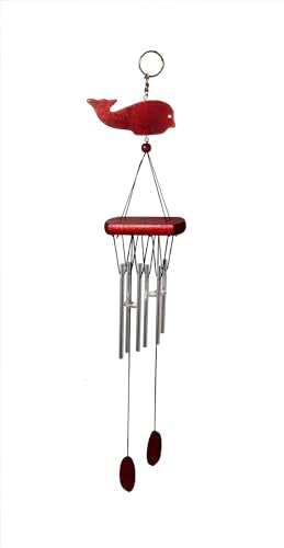 VASTU ART Fengshui Vastu Red Wooden Wind Chime red is signified by fire, which can Help You Attract Passion Decorative Showpiece - 42 cm (Aluminium, Red)